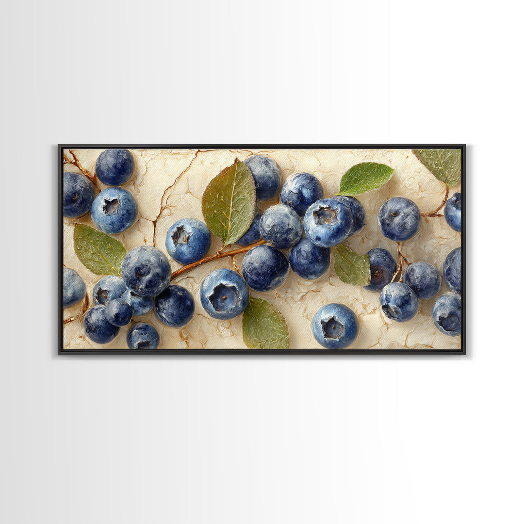 Blueberry Galette with Rustic Farmhouse Texture Framed Canvas Print, Bakery Art, Digital Print, Bakery Decor, Patisserie, BAK-2x1-43