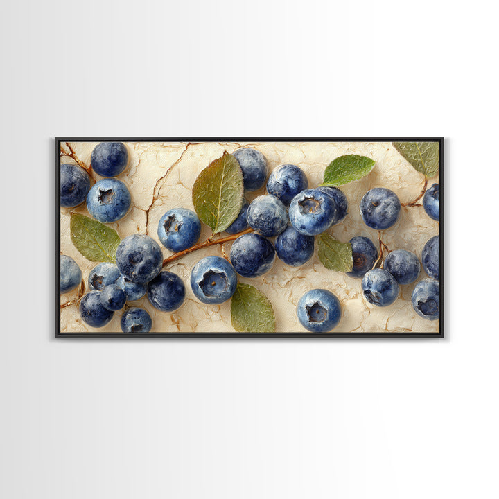Blueberry Galette with Rustic Farmhouse Texture Framed Canvas Print, Bakery Art, Digital Print, Bakery Decor, Patisserie, BAK-2x1-43