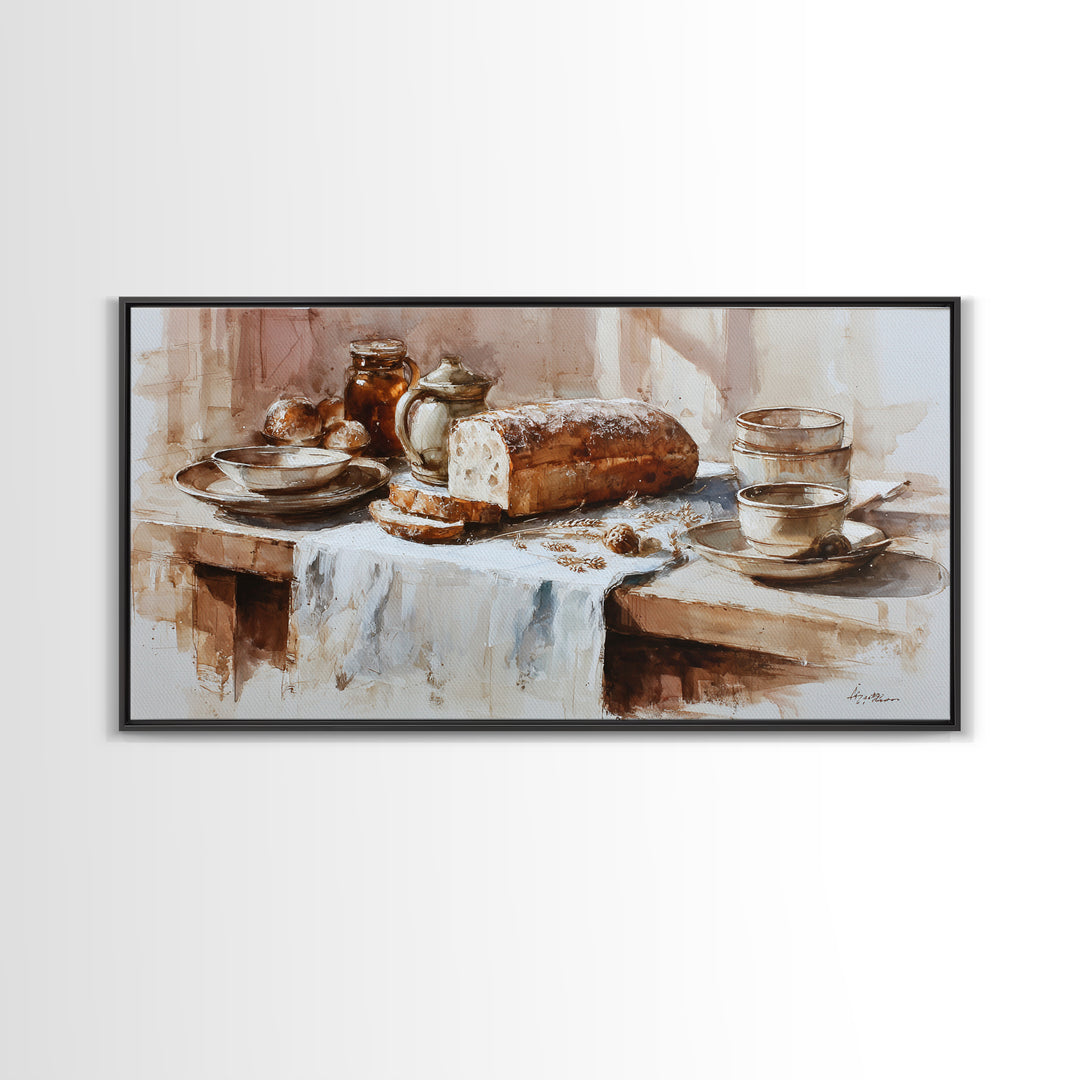 Rustic Loaf of Bread Canvas Print, Bakery Art, Art Print, Bakery Decor, Fine Art, Patisserie, Kitchen Print, Coffee Wall Art, BAK-2x1-48