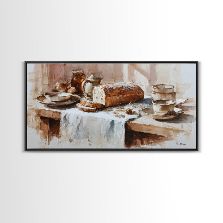 Rustic Loaf of Bread Canvas Print, Bakery Art, Art Print, Bakery Decor, Fine Art, Patisserie, Kitchen Print, Coffee Wall Art, BAK-2x1-48