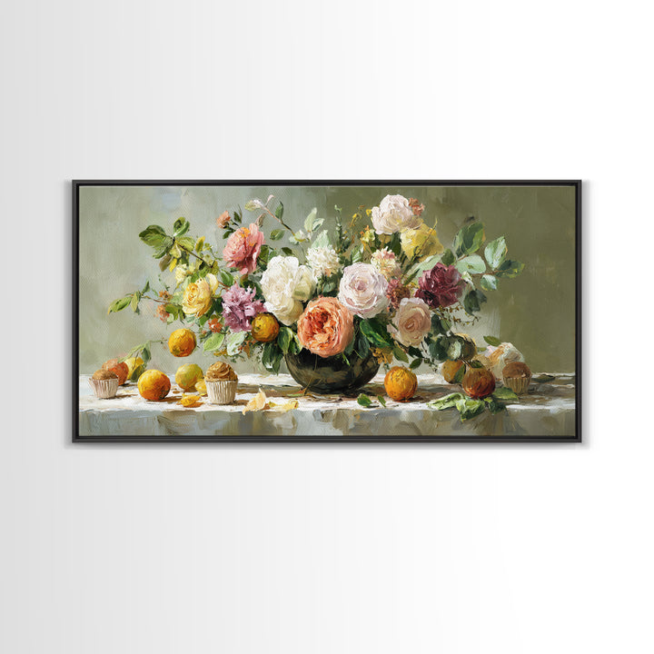 Cupcake Bouquet Painted Framed Canvas Print, Bakery Art, Food Art, Bakery Decor, Watercolor Art, Patisserie, Kids Art, BAK-2x1-51