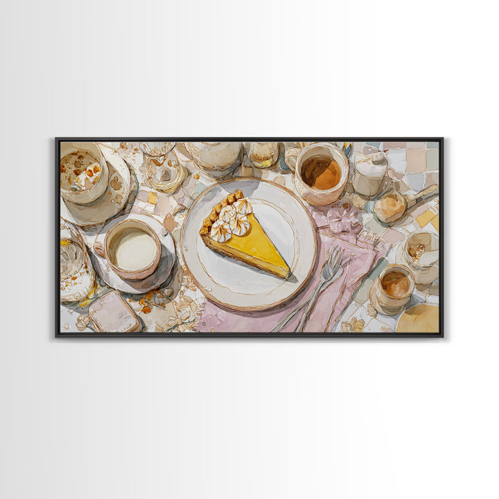 Lemon Meringue Pie Slice Canvas Print, Bakery Art, Art Print, Bakery Decor, Patisserie, Kitchen Print, Coffee Wall Art, BAK-2x1-54