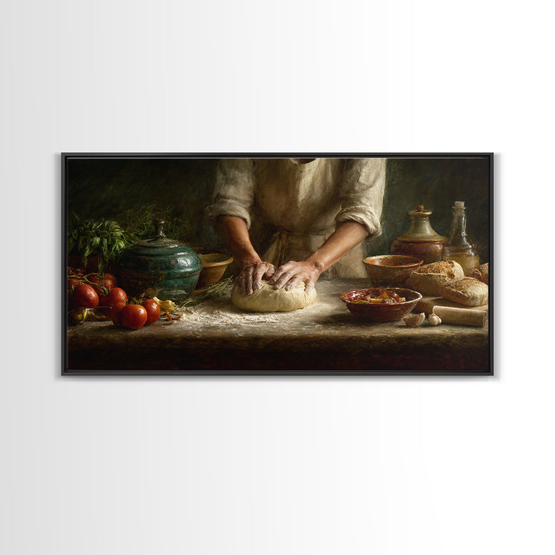 Baker Hands Shaping Dough Canvas Print, Bakery Art, Watercolor Painting, Bakery Decor, Fine Art, Patisserie, Aesthetic Wall Art, BAK-2x1-61