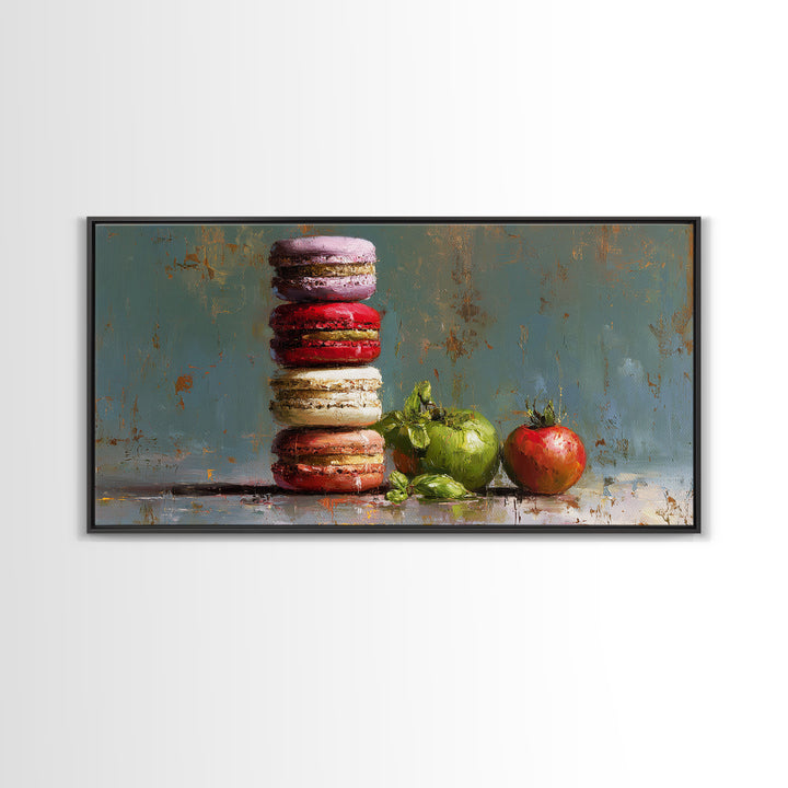 Single Perfect Macaron Tower Canvas Print, Bakery Art, French Wall Art, Bakery Decor, Abstract Art, Patisserie, Room Decor, BAK-2x1-71