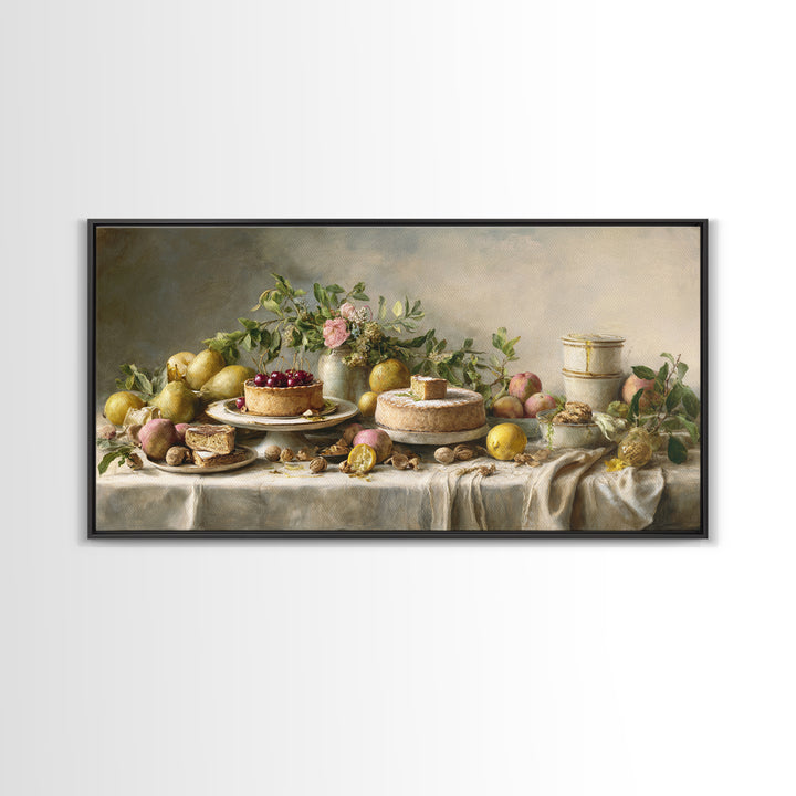 Cherry Tart Still Life Canvas Print, Bakery Art, Watercolor Art, Bakery Decor, Fine Art, Patisserie, French Wall Art, BAK-2x1-73
