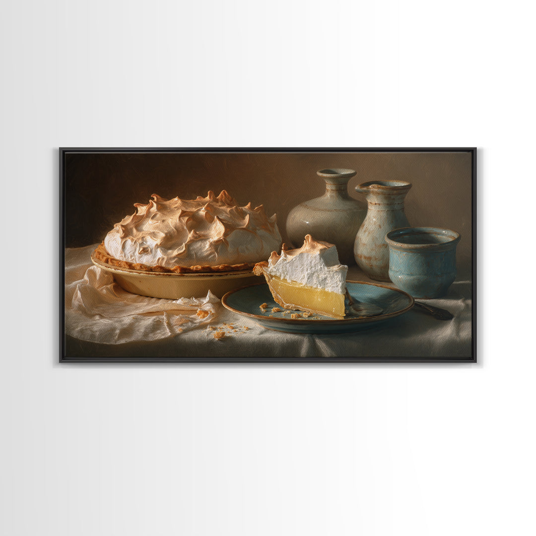 Lemon Meringue Pie Slice Canvas Print, Bakery Art, Art Print, Bakery Decor, Patisserie, Kitchen Print, Coffee Wall Art, BAK-2x1-78