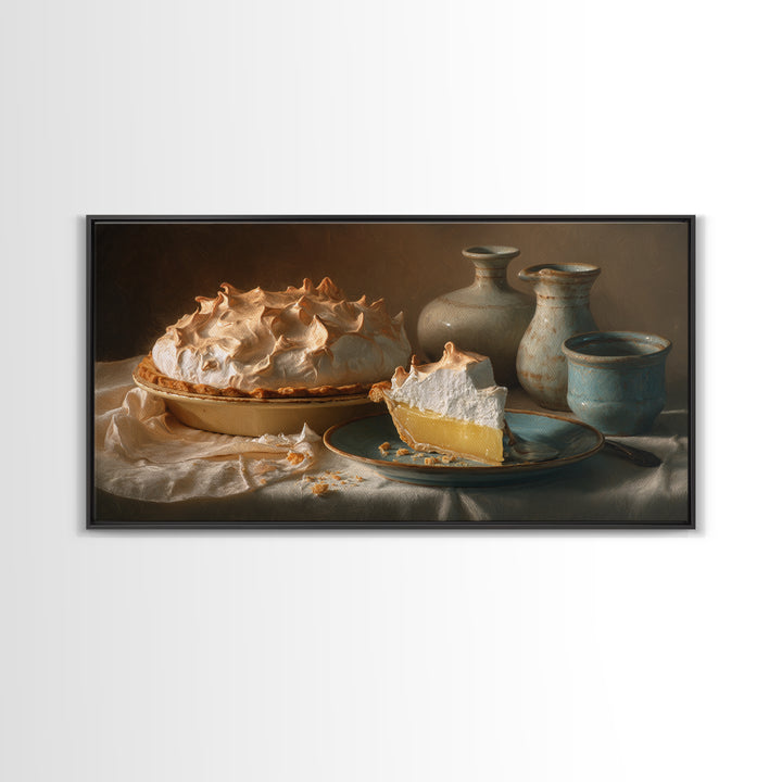 Lemon Meringue Pie Slice Canvas Print, Bakery Art, Art Print, Bakery Decor, Patisserie, Kitchen Print, Coffee Wall Art, BAK-2x1-78