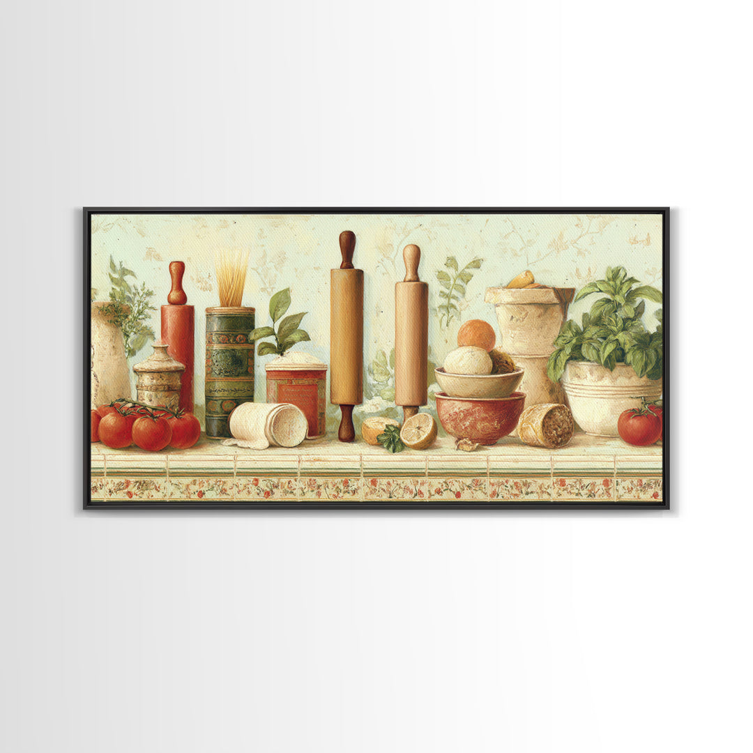 Patisserie Pattern of Rolling Pins and Pastries Canvas Print, Bakery Art, Coffee Wall Art, Bakery Decor, Fine Art, Patisserie, BAK-2x1-89