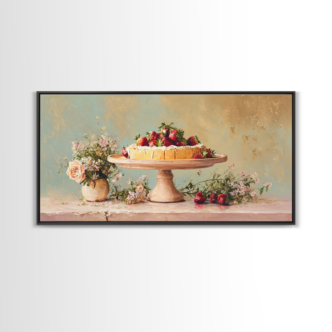 Pastel Cake Stand Framed Canvas Print, Bakery Art, Art Print, Bakery Decor, Patisserie, Kitchen Print, Coffee Wall Art, BAK-2x1-9