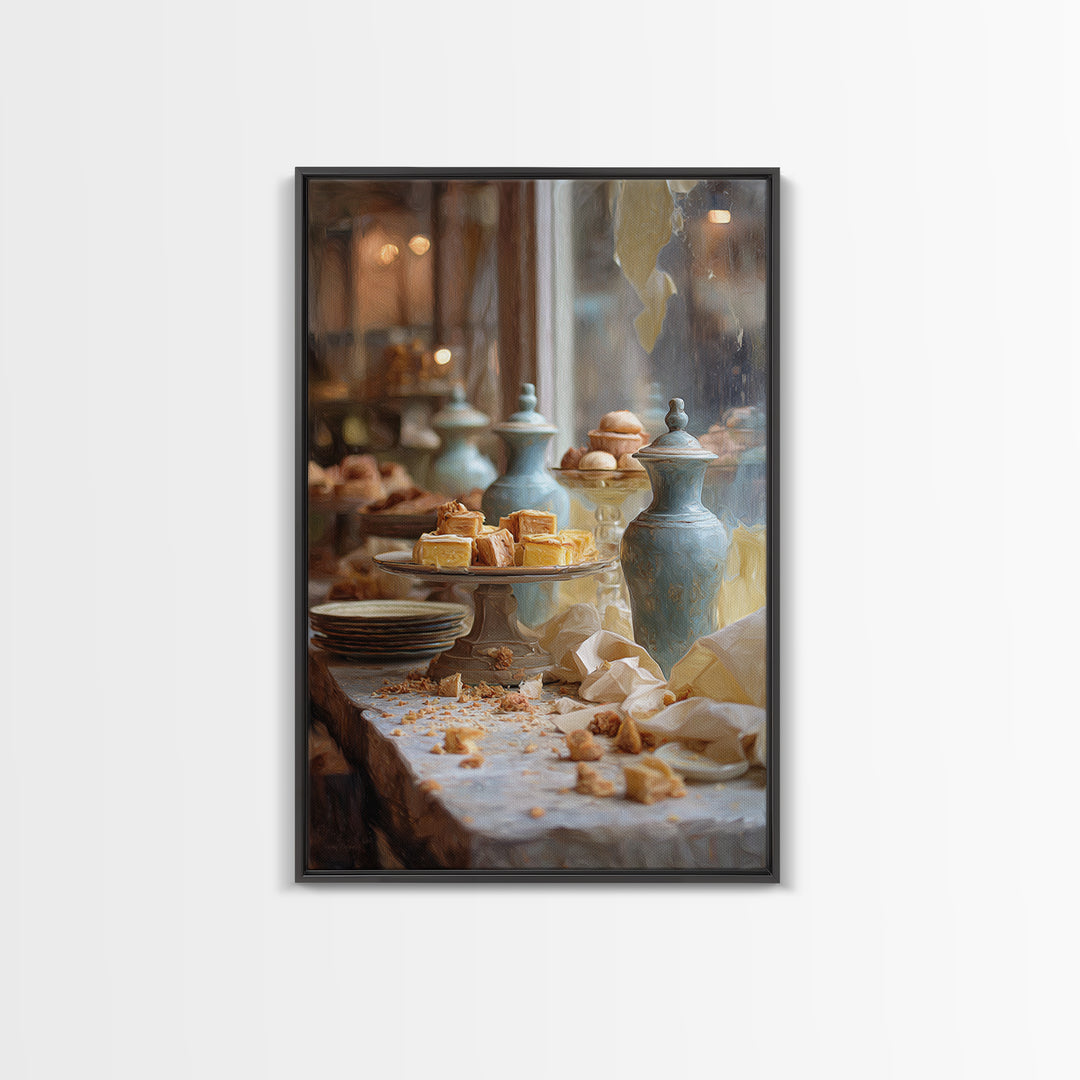 French Patisserie Window Display of Pastel Pastries Canvas Print, Bakery Art, Contemporary Art, Bakery Decor, Patisserie, BAK-2x3-10