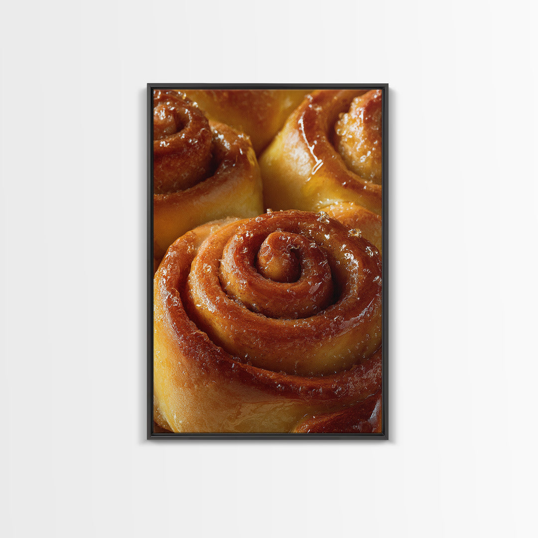 Cinnamon Rolls in a Warm Country Kitchen Framed Canvas Print, Bakery Art, Contemporary Art, Bakery Decor, Fine Art, Patisserie, BAK-2x3-19