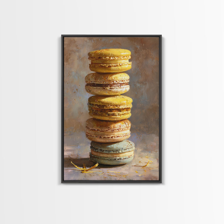 Single Perfect Macaron Tower Canvas Print, Bakery Art, Printable Art, Bakery Decor, Watercolor Art, Patisserie, BAK-2x3-35