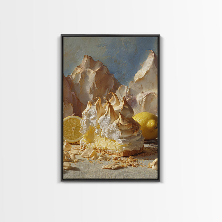 Lemon Meringue Pie Slice Canvas Print, Bakery Art, Kitchen Wall Art, Bakery Decor, Oil Painting, Patisserie, BAK-2x3-66
