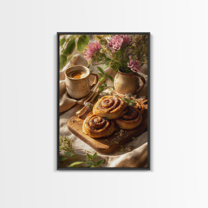 Cinnamon Rolls in a Warm Country Kitchen Canvas Print, Bakery Art, Kitchen Print, Bakery Decor, Fine Art, Patisserie, BAK-2x3-67