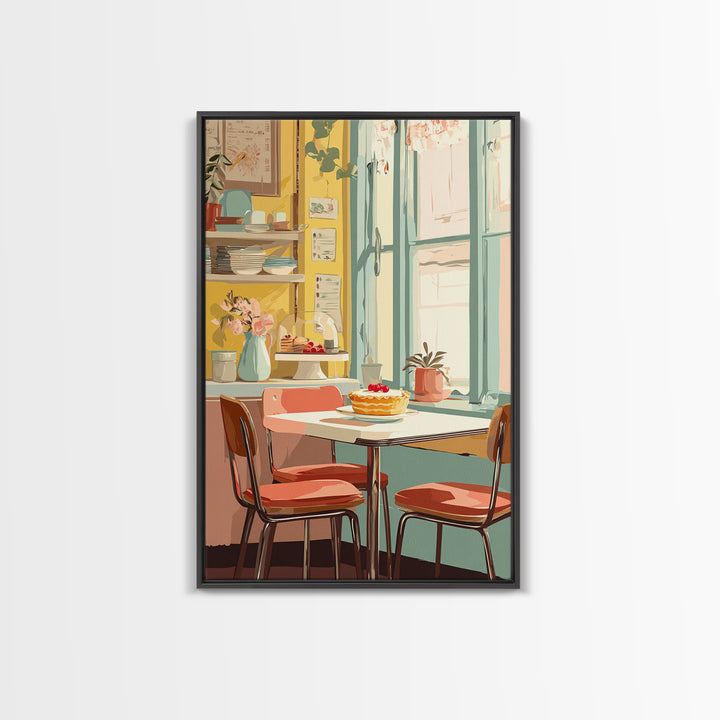 Retro Diner Pie Illustration Canvas Print, Bakery Art, Kitchen Wall Art, Bakery Decor, Oil Painting, Patisserie, BAK-2x3-72