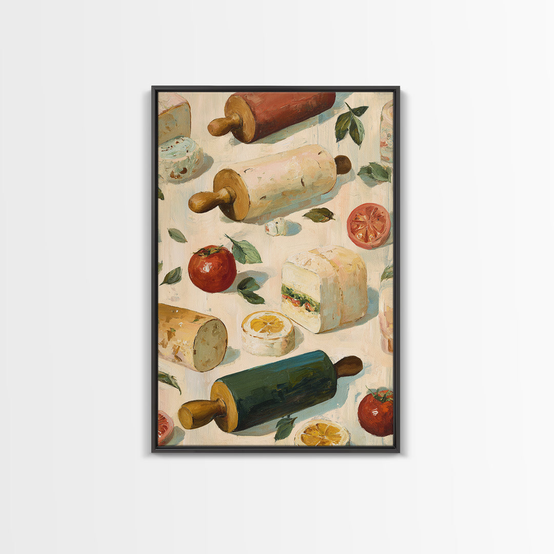 Patisserie Pattern of Rolling Pins and Pastries Canvas Print, Bakery Art, Kitchen Art Print, Bakery Decor, Fine Art, Patisserie, BAK-2x3-77