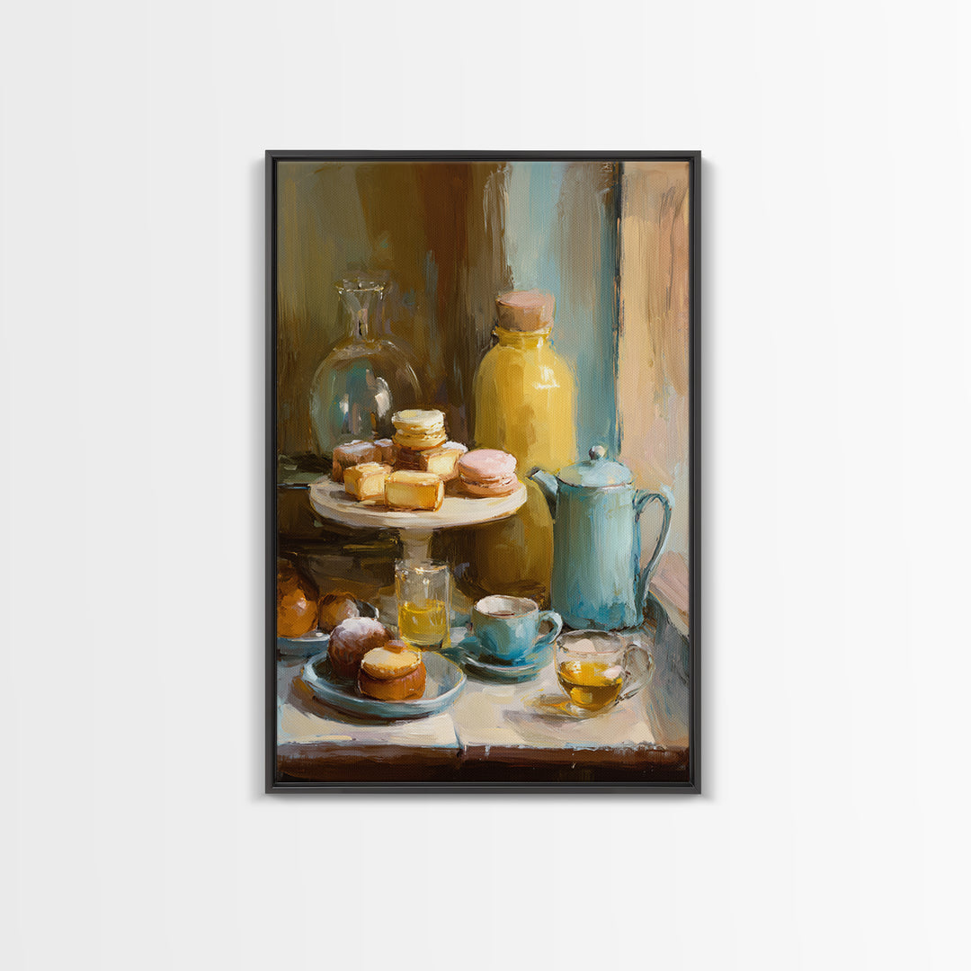 French Patisserie Window Display of Pastel Pastries Canvas Print, Bakery Art, Watercolor Painting, Bakery Decor, Patisserie, BAK-2x3-82