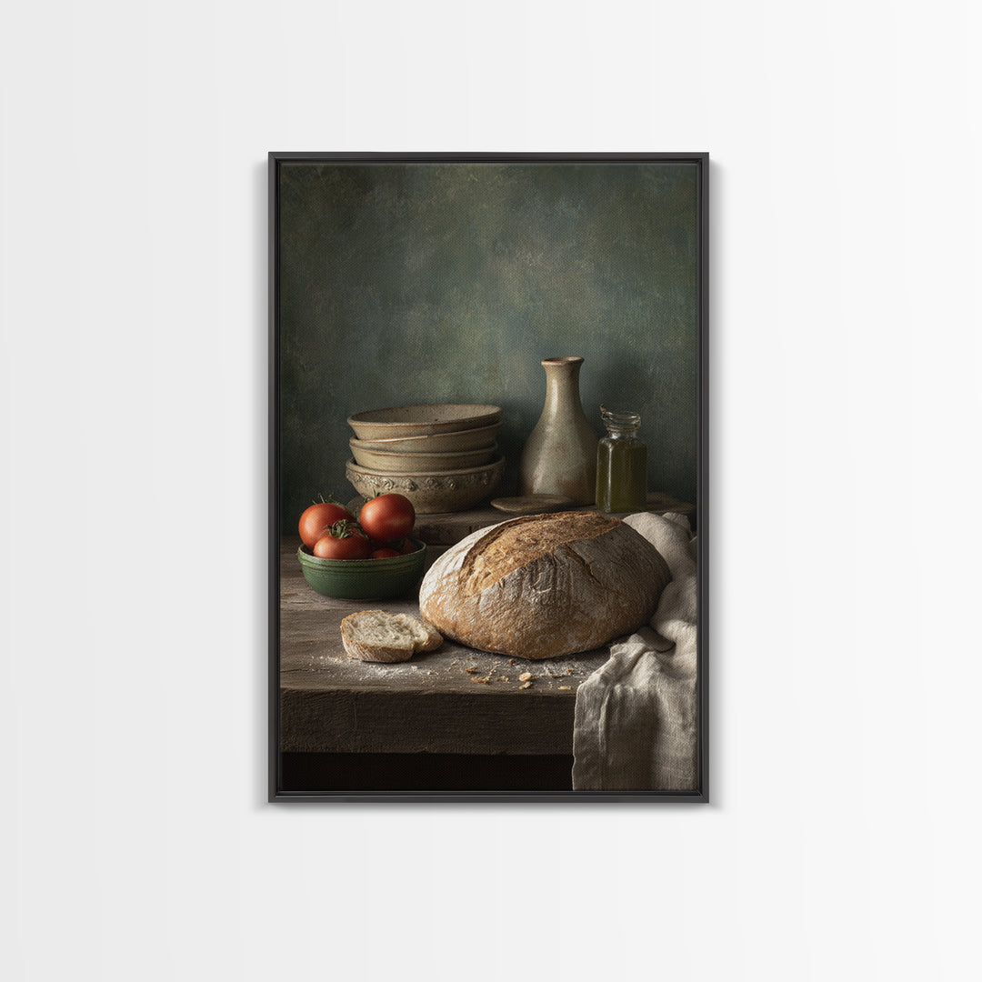 Rustic Loaf of Bread Framed Canvas Print, Bakery Art, Modern Decor, Bakery Decor, Fine Art, Patisserie, Wall Decor, Art Print, BAK-2x3-84