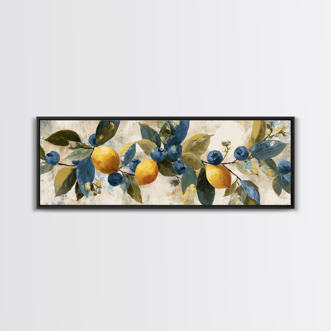 Blueberry Galette with Rustic Farmhouse Texture Framed Canvas Print, Bakery Art, Gallery Decor, Bakery Decor, Patisserie, BAK-3x1-15