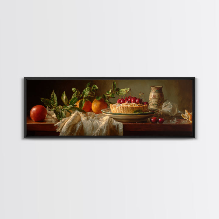 Cherry Tart Still Life Canvas Print, Bakery Art, Whimsical Wall Art, Bakery Decor, Fine Art, Patisserie, Luxury Decor, BAK-3x1-21
