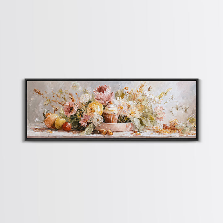 Cupcake Bouquet Painted Framed Canvas Print, Bakery Art, Room Decor, Bakery Decor, Fine Art, Patisserie, Digital Print, BAK-3x1-23