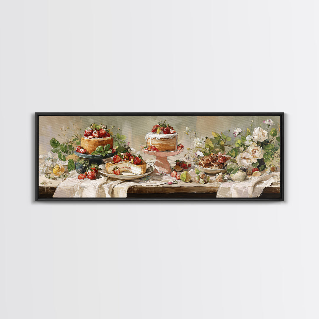 Pastel Cake Stand Canvas Print, Bakery Art, Watercolor Print, Bakery Decor, Oil Painting, Patisserie, Fine Art Print, BAK-3x1-29