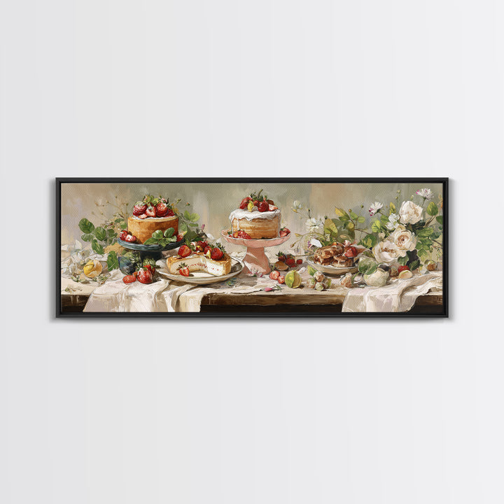 Pastel Cake Stand Canvas Print, Bakery Art, Watercolor Print, Bakery Decor, Oil Painting, Patisserie, Fine Art Print, BAK-3x1-29