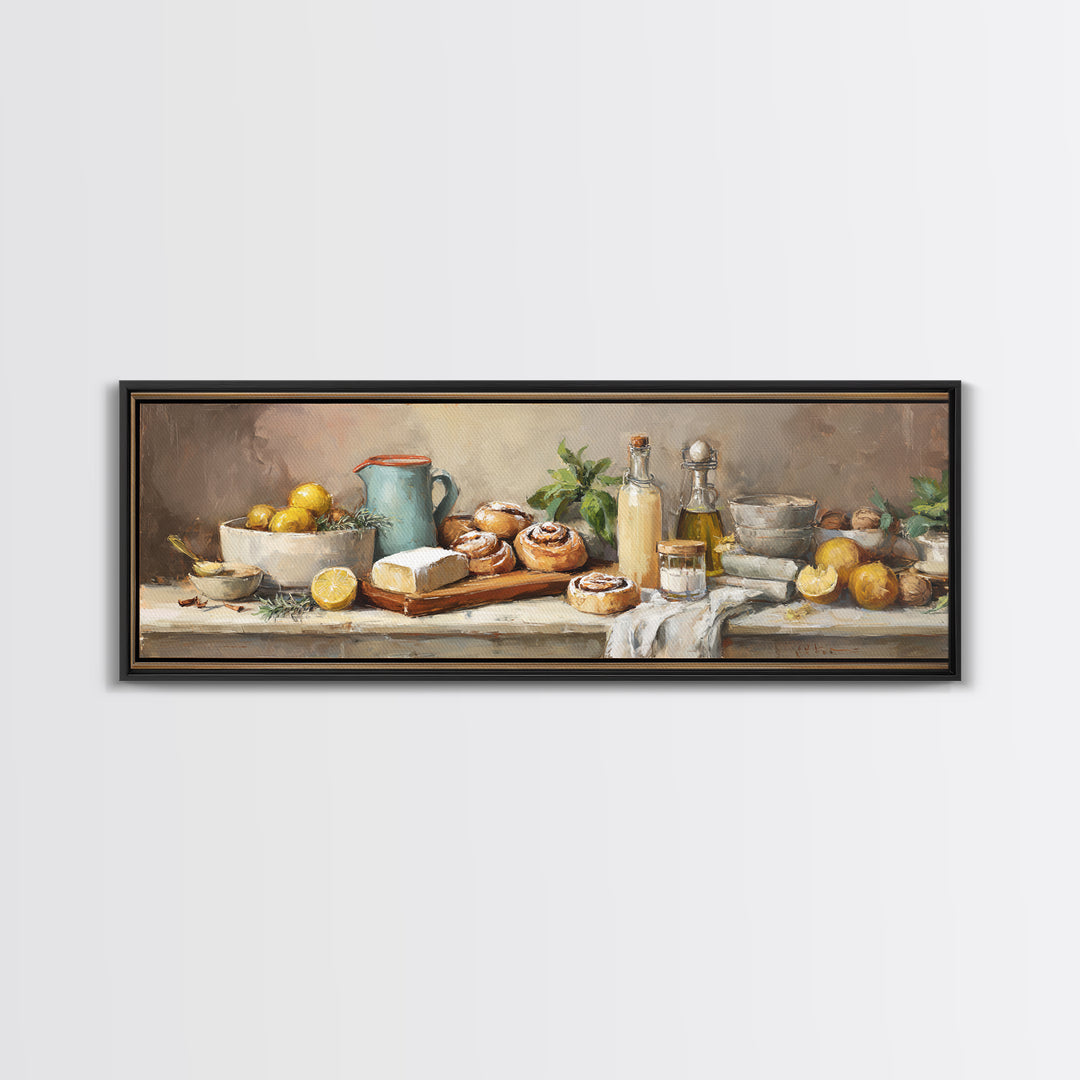 Cinnamon Rolls in a Warm Country Kitchen Canvas Print, Bakery Art, Fine Art Print, Bakery Decor, Fine Art, Patisserie, BAK-3x1-3