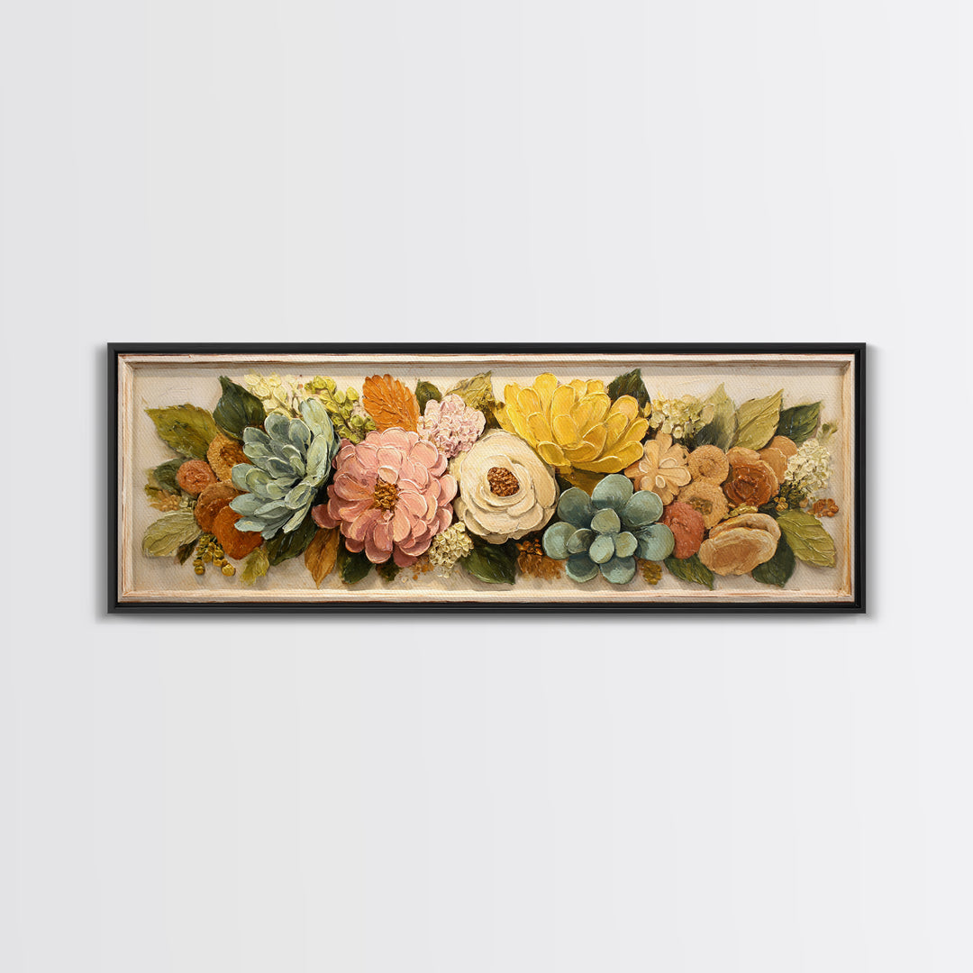 Cupcake Bouquet Painted Framed Canvas Print, Bakery Art, Kitchen Wall Art, Bakery Decor, Oil Painting, Patisserie, BAK-3x1-47