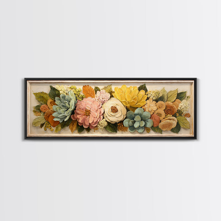 Cupcake Bouquet Painted Framed Canvas Print, Bakery Art, Kitchen Wall Art, Bakery Decor, Oil Painting, Patisserie, BAK-3x1-47