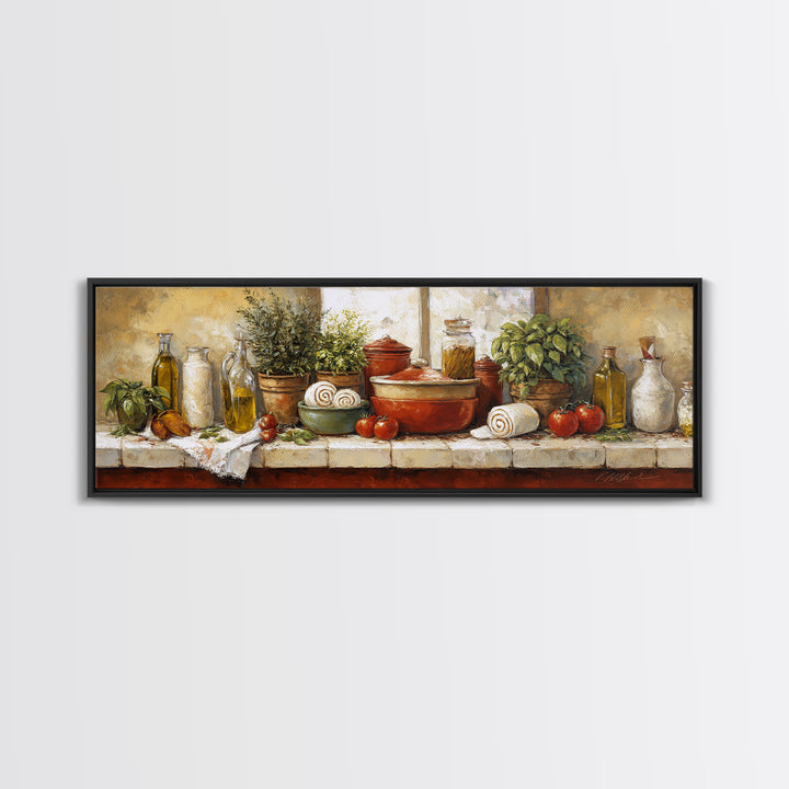 Cinnamon Rolls in a Warm Country Kitchen Framed Canvas Print, Bakery Art, Digital Print, Bakery Decor, Fine Art, Patisserie, BAK-3x1-99