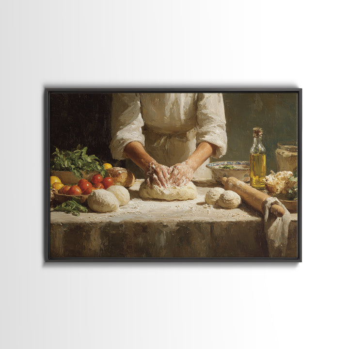 Baker Hands Shaping Dough Canvas Print, Bakery Art, Whimsical Wall Art, Bakery Decor, Fine Art, Patisserie, Luxury Decor, BAK-3x2-21