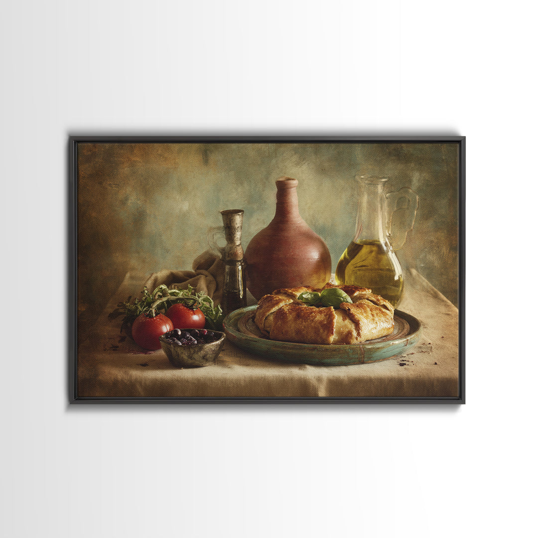 Blueberry Galette with Rustic Farmhouse Texture Framed Canvas Print, Bakery Art, Gallery Decor, Bakery Decor, Patisserie, BAK-3x2-27