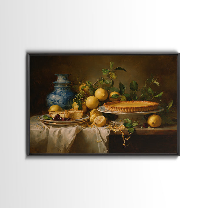 Cherry Tart Still Life Canvas Print, Bakery Art, Kids Art, Bakery Decor, Fine Art, Patisserie, Minimalist Decor, BAK-3x2-57