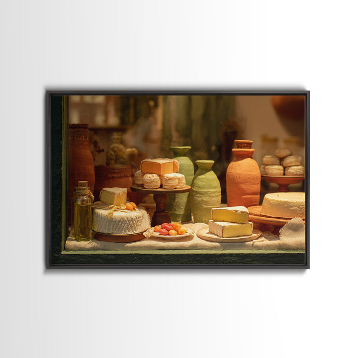 French Patisserie Window Display of Pastel Pastries Framed Canvas Print, Bakery Art, Kitchen Print, Bakery Decor, Patisserie, BAK-3x2-6