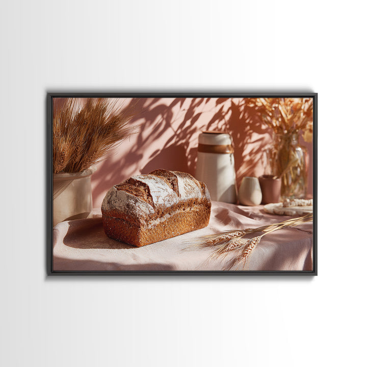 Rustic Loaf of Bread Framed Canvas Print, Bakery Art, Watercolor Print, Bakery Decor, Oil Painting, Patisserie, Fine Art Print, BAK-3x2-8