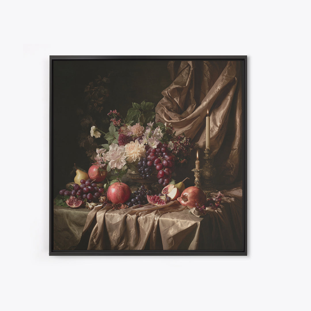 Lavish Banquet Fruit Composition Canvas Print, Baroque Art, Printable Wall Art, Living Room Decor, Ornate, Minimalist Wall Art, BAO-1x1-20