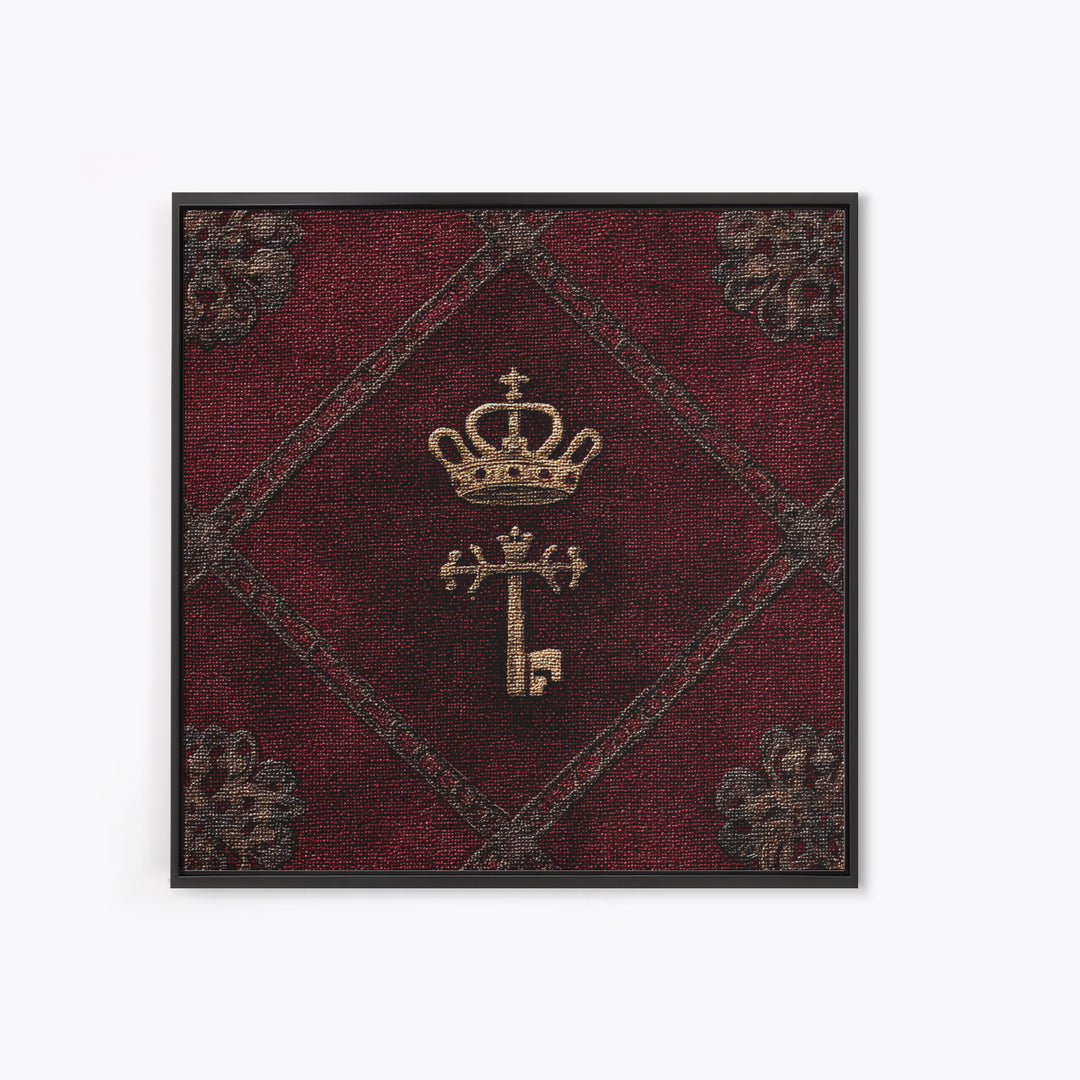 Dark Red Velvet Canvas Print, Baroque Art, Printable Wall Art, Living Room Decor, Fine Art, Ornate, Minimalist Wall Art, BAO-1x1-23