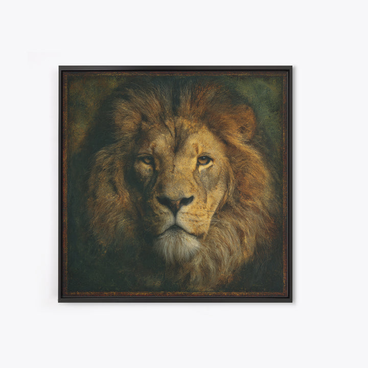 Royal Lion Portrait Framed Canvas Print, Baroque Art, Eclectic Wall Art, Living Room Decor, Fine Art, Ornate, Gallery Decor, BAO-1x1-41
