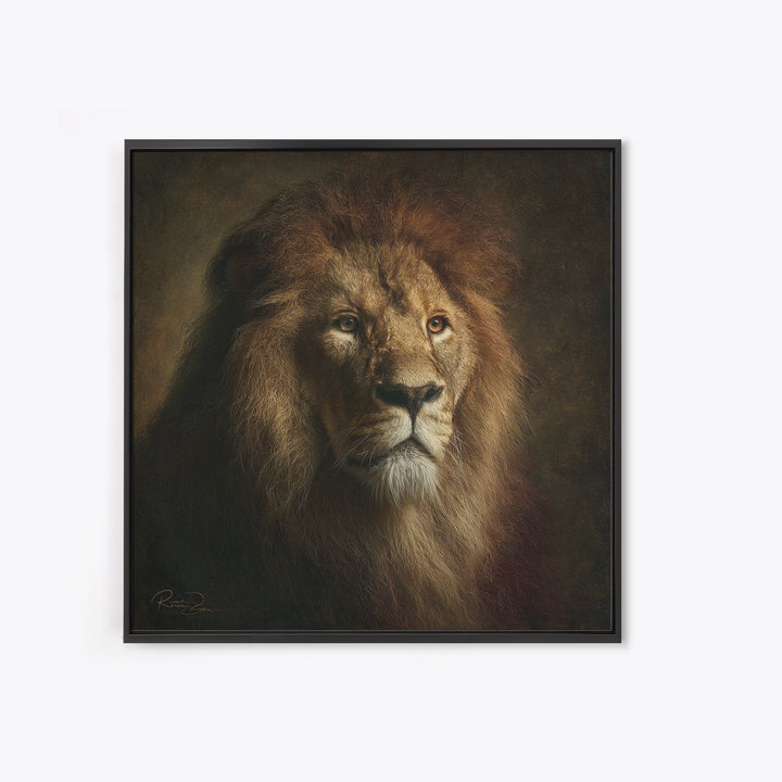 Royal Lion Portrait Framed Canvas Print, Baroque Art, Eclectic Wall Art, Living Room Decor, Fine Art, Ornate, Gallery Decor, BAO-1x1-65