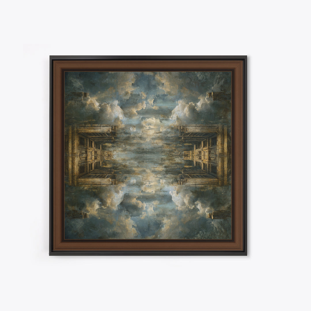 Classical Ruins Beneath a Dramatic Sky Framed Canvas Print, Baroque Art, Feminist Art, Living Room Decor, Fine Art, Ornate, BAO-1x1-67