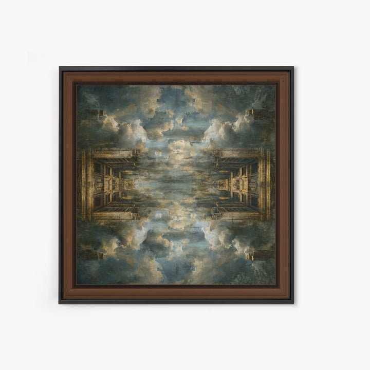 Classical Ruins Beneath a Dramatic Sky Framed Canvas Print, Baroque Art, Feminist Art, Living Room Decor, Fine Art, Ornate, BAO-1x1-67