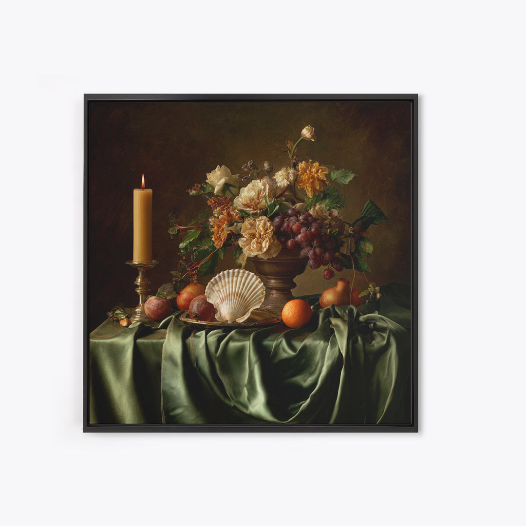 Ornamental Shell and Pearl Composition Canvas Print, Baroque Art, Gallery Wall, Living Room Decor, Ornate, Neutral Decor, BAO-1x1-94