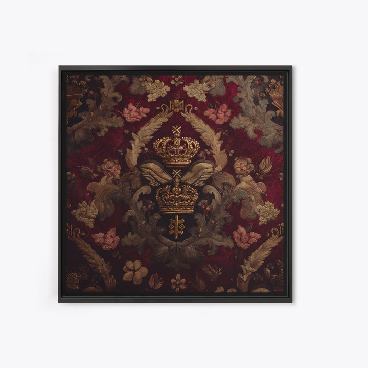 Dark Red Velvet Canvas Print, Baroque Art, Art Nouveau Decor, Living Room Decor, Fine Art, Ornate, Art Print, Textured Painting, BAO-1x1-95