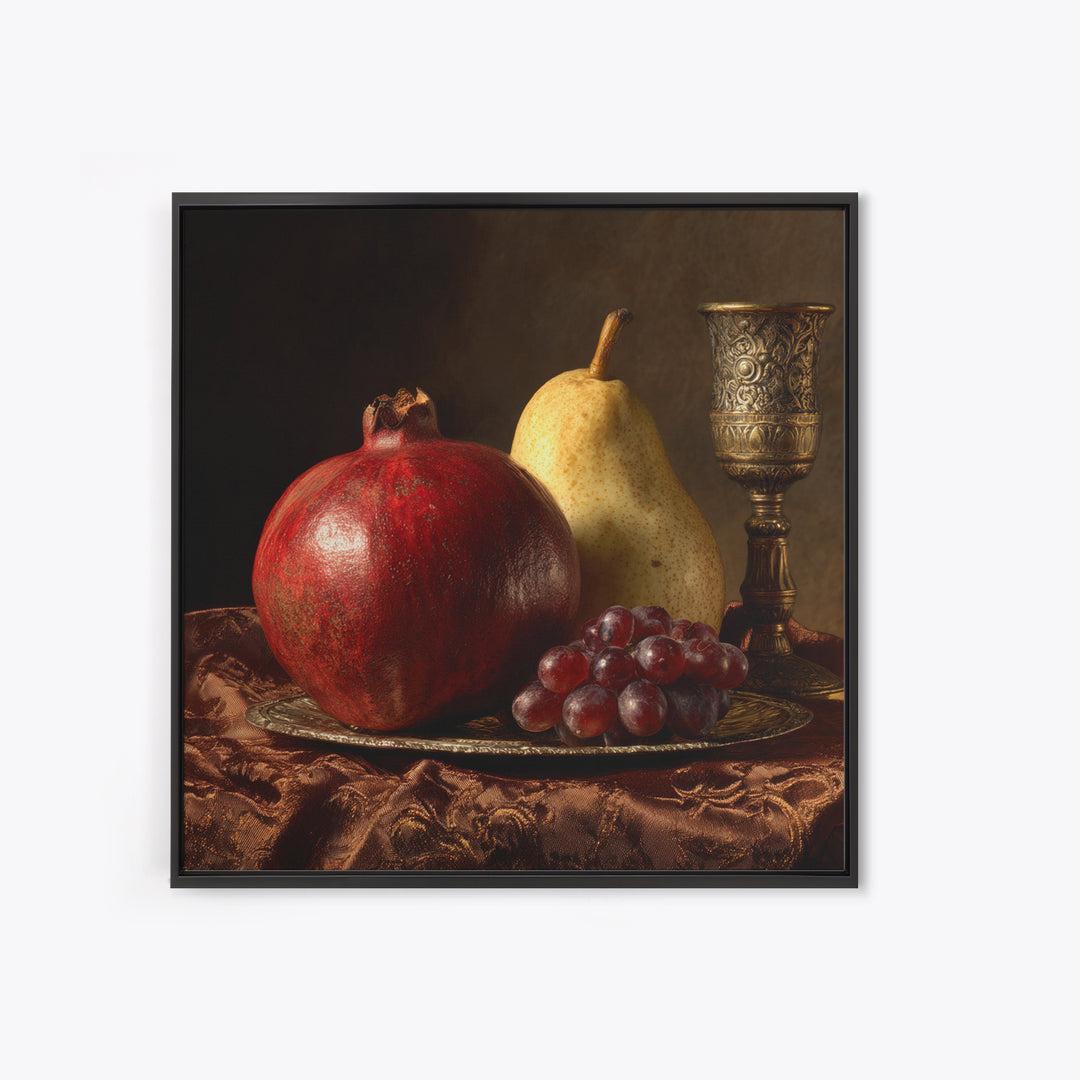 Dramatic Fruit Still Life Canvas Print, Baroque Art, Wall Decor, Living Room Decor, Oil Painting, Ornate, Contemporary Art, BAO-1x1-97