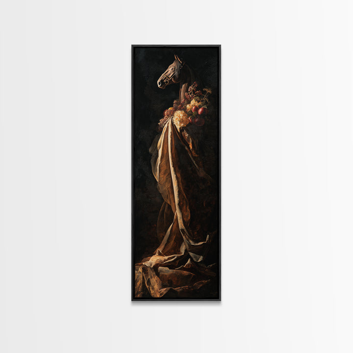 Dramatic Horse Portrait Canvas Print, Baroque Art, Portrait Painting, Living Room Decor, Oil Painting, Ornate, Wall Decor, BAO-1x3-12