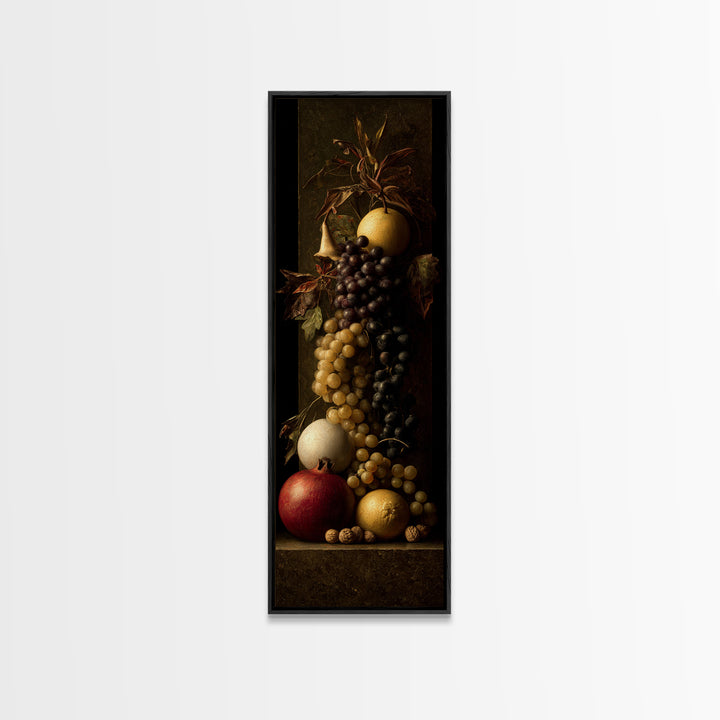 Dramatic Fruit Still Life Canvas Print, Baroque Art, Gallery Wall, Living Room Decor, Fine Art, Ornate, Neutral Decor, BAO-1x3-13