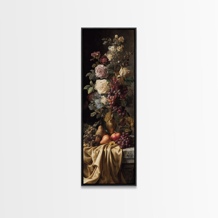 Golden Harp and Roses Framed Canvas Print, Baroque Art, Modern Wall Art, Living Room Decor, Oil Painting, Ornate, Feminist Art, BAO-1x3-30