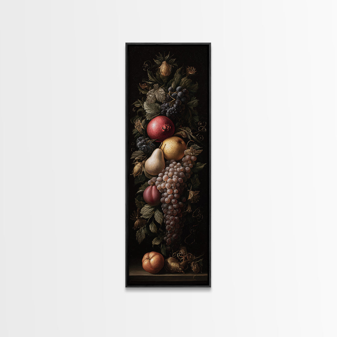 Dramatic Fruit Still Life Canvas Print, Baroque Art, Gallery Wall, Living Room Decor, Fine Art, Ornate, Neutral Decor, BAO-1x3-37