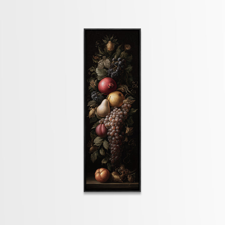 Dramatic Fruit Still Life Canvas Print, Baroque Art, Gallery Wall, Living Room Decor, Fine Art, Ornate, Neutral Decor, BAO-1x3-37